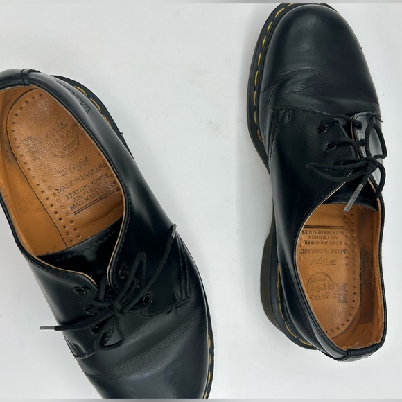 Vintage Dr Martens Oxfords M7 W8 1461 Made In England 3 eye Rare Black Leather - Picture 11 of 16